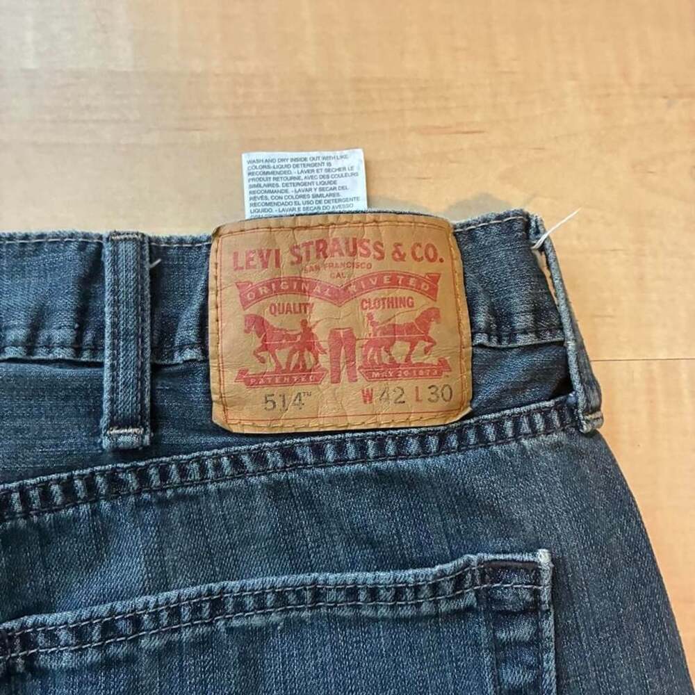 Levi's 514 Straight Fit Dark Wash Blue Jeans Mens 42x30